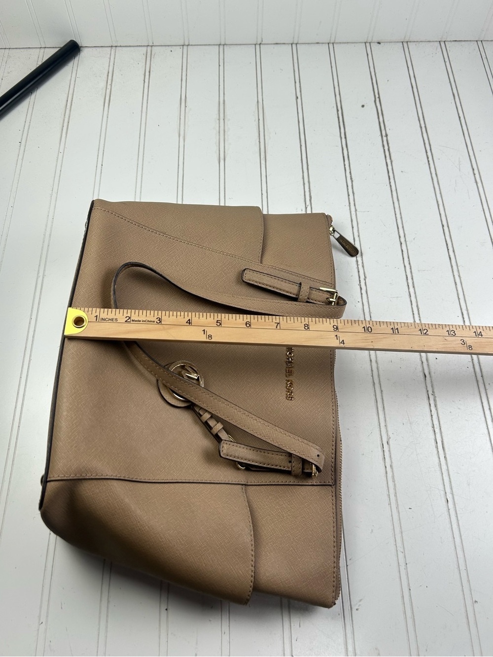 Michael Kors Dark Khaki Vintage Jet Set Item Large East West  Zip Top Tote $240 - Picture 9 of 10